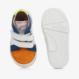 Pom d'Api-Бело-оранжевые кожаные кроссовки | Childrensalon Outlet