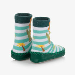 بووال كرافت-جوارب سليبرز أطفال ولادي جلد صناعي وقطن لون أخضر | Childrensalon Outlet