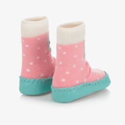 Powell Craft-حذاء موكاسين دافئ للبنات بلون وردي مع تصميم دب | Childrensalon Outlet