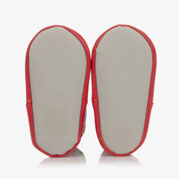 بووال كرافت-جوارب سليبرز جلد صناعي وقطن لون أحمر للأطفال | Childrensalon Outlet