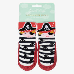 بووال كرافت-جوارب سليبرز جلد صناعي وقطن لون أحمر للأطفال | Childrensalon Outlet