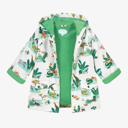 بووال كرافت-معطف هودي واقي من المطر لون أبيض وأخضر | Childrensalon Outlet