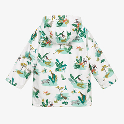 بووال كرافت-معطف هودي واقي من المطر لون أبيض وأخضر | Childrensalon Outlet