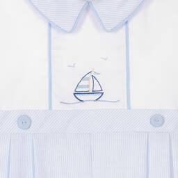 Pretty Originals-Baby Boys Blue Stripe Cotton Shortie | Childrensalon Outlet