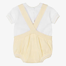 Pretty Originals-Baby Boys Yellow Cotton Knit Dungaree Set | Childrensalon Outlet