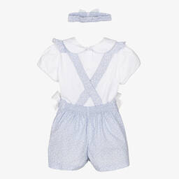 Pretty Originals-Baby Girls Blue Dungaree Shorts Set | Childrensalon Outlet