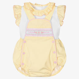 Pretty Originals-Белая блузка и желтый полукомбинезон | Childrensalon Outlet