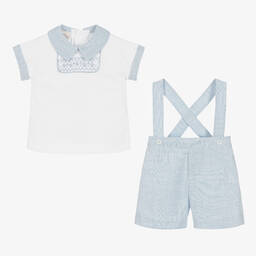 Pretty Originals-Boys Blue Smocked Shorts Set | Childrensalon Outlet