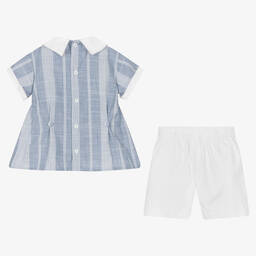 بريتي أوريجينال-بِدلة رسمية أطفال ولادي قطن لون أزرق وأبيض | Childrensalon Outlet