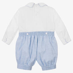 بريتي أوريجينال-بِدلة رسمية أطفال ولادي قطن لون أبيض وأزرق | Childrensalon Outlet