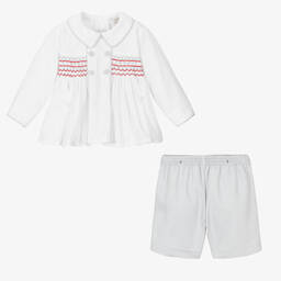 Pretty Originals-Boys Grey & White Buster Set | Childrensalon Outlet