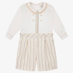 Pretty Originals-Кремовый костюм-бастер в бежевую полоску | Childrensalon Outlet