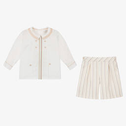 Pretty Originals-Кремовый костюм-бастер в бежевую полоску | Childrensalon Outlet
