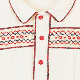 بريتي أوريجينال-بدلة رسمية أطفال ولادي مزيج قطن لون عاجي وأحمر | Childrensalon Outlet