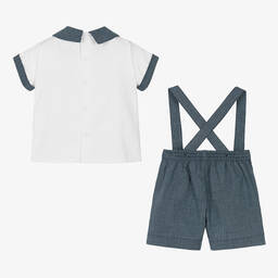 Pretty Originals-Boys Navy Blue Smocked Shorts Set | Childrensalon Outlet