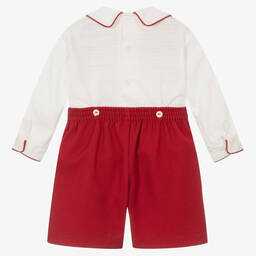 بريتي أوريجينال-بِدلة رسمية سموكينغ لون عاجي وأحمر للمواليد | Childrensalon Outlet