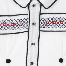 بريتي أوريجينال-بِدلة رسمية أطفال ولادي قطن لون أبيض واخضر | Childrensalon Outlet