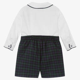 بريتي أوريجينال-بِدلة رسمية أطفال ولادي قطن لون أبيض واخضر | Childrensalon Outlet