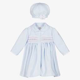 بريتي أوريجينال-طقم معطف وقبعة قطن تويل لون أزرق أطفال بناتي | Childrensalon Outlet