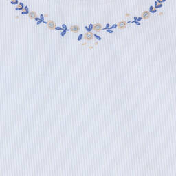 Pretty Originals-Girls Blue Cotton Pinstripe Dress Set | Childrensalon Outlet