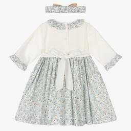 Pretty Originals-Girls Blue & Ivory Cotton Dress Set | Childrensalon Outlet