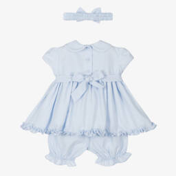 Pretty Originals-Girls Blue Smocked Ensemble with Bow Accents | Childrensalon Outlet