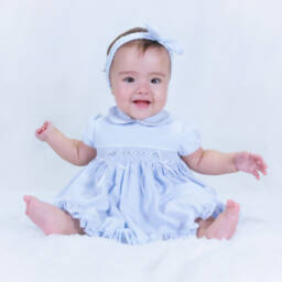 Pretty Originals-Girls Blue Smocked Ensemble with Bow Accents | Childrensalon Outlet