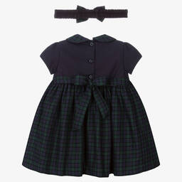 بريتي أوريجينال-طقم فستان مطرز سموكينغ مزيج تارتان لون كحلي | Childrensalon Outlet