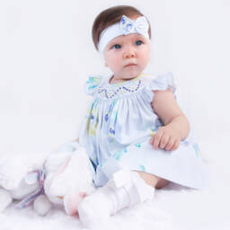 Pretty Originals-Girls Elegant Blue Floral Ensemble | Childrensalon Outlet