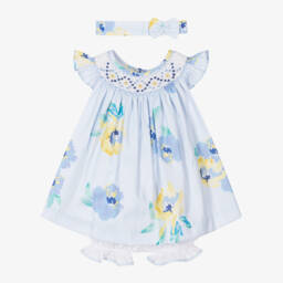 Pretty Originals-Girls Elegant Blue Floral Ensemble | Childrensalon Outlet