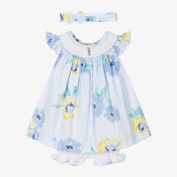 Pretty Originals-Girls Elegant Blue Floral Ensemble | Childrensalon Outlet