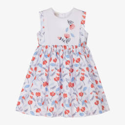 Pretty Originals-فستان أبيض أنيق للبنات مزين بالزهور | Childrensalon Outlet