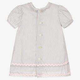 Pretty Originals-Girls Grey & Pink Striped Dress Set  | Childrensalon Outlet