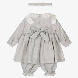 Pretty Originals-Girls Grey Smocked Dress Set | Childrensalon Outlet