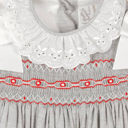 Pretty Originals-Girls Grey Smocked Dress Set | Childrensalon Outlet