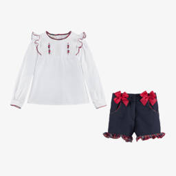 Pretty Originals-Girls Navy & White Ruffle Set | Childrensalon Outlet
