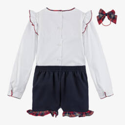 Pretty Originals-Girls Navy & White Ruffle Set | Childrensalon Outlet