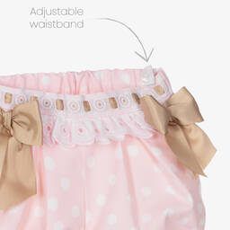 بريتي أوريجينال-طقم شورت وبلوزة أطفال بناتي مزيج قطن لون زهري وأبيض | Childrensalon Outlet