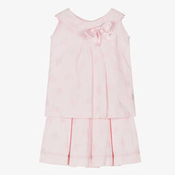 Pretty Originals-Girls Pink Cotton Polka Dot Skirt Set | Childrensalon Outlet