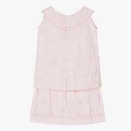 Pretty Originals-Girls Pink Cotton Polka Dot Skirt Set | Childrensalon Outlet
