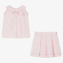Pretty Originals-Girls Pink Cotton Polka Dot Skirt Set | Childrensalon Outlet