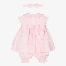 Pretty Originals-Girls Pink Cotton Smocked Dress Set | Childrensalon Outlet