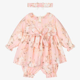 Pretty Originals-Розовое шифоновое платье и панталоны в цветочек | Childrensalon Outlet