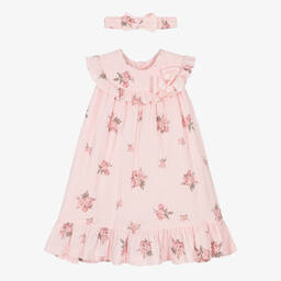 Pretty Originals-Girls Pink Floral Viscose Dress Set | Childrensalon Outlet