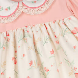 بريتي أوريجينال-طقم فستان أطفال بناتي زهري وعاجي بطبعة ورود | Childrensalon Outlet