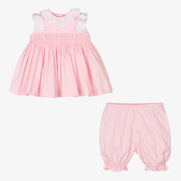 Pretty Originals-Girls Pink Smocked Dress Set | Childrensalon Outlet