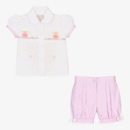 بريتي أوريجينال-طقم شورت أطفال بناتي لون زهري | Childrensalon Outlet