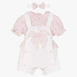 Pretty Originals-Girls Pink & White Shorts Set | Childrensalon Outlet