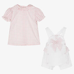 Pretty Originals-Girls Pink & White Shorts Set | Childrensalon Outlet