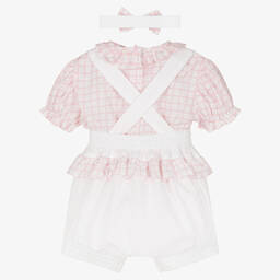 Pretty Originals-Girls Pink & White Shorts Set | Childrensalon Outlet